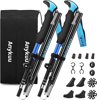 Baton de Marche 2 PCS, Bâtons de Randonnée Nordique avec 14 Accessoires d