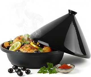 Tajine Induction Tous Feux Diamètre 30 cm - Plat à Tagine Marocain avec Revêtement Antiadhésif, Couvercle Céramique et Structure Fonte d’Aluminium – Marmite, Casserole Cuisine Orientale