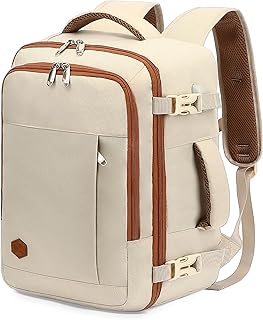 Sac à Dos Voyage Cabine Avion 45x36x20 Pour Easyjet 30L Bagage à Main Femme Homme Sous Siege Cabine Sac à Dos Pour Ordinateur Portable 15.6 Pouces Beige