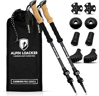 ALPIN LOACKER Bâton de Marche Télescopique Retractable & Accessoires I Nordique Walking Poles I Trekking Ski I Randonnée I en Aluminium ou Carbone Ultraléger Unisex