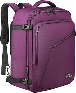 Bagage Cabine 55x35x25, Air France Sac à Dos Voyage Cabine Avion 50L Extensible, Sac de Voyage Femme, Design 2-en-1 Bagage à Main pour Étudiant Homme Femme Travail Loisir École, Violet Foncé