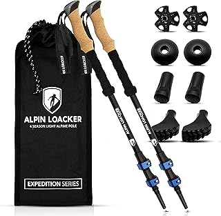 ALPIN LOACKER Bâton de Marche Télescopique Retractable & Accessoires I Nordique Walking Poles I Trekking Ski I Randonnée I en Aluminium ou Carbone Ultraléger Unisex