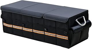 YUOCT Voyage Boîte Rangement Coffre Voiture, Organisateur de voiture - Robuste, collapsible, multi-compartiments- Accessoires de voiture essentiels Black Nior (XL 35.4 x 13.8 x 11.8