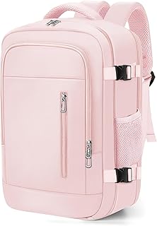 Bagage Cabine 40x20x25 pour Ryanair Sac à Dos de Voyage Bagage à Main Avion Sac à Main sous Le Siège Valise Sac Ordinateur Portable avec Port de Charge USB-Rose