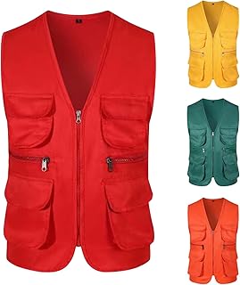 Gilet de pêche pour homme - Utilitaire, travail, safari, voyage - Avec poches multiples - Pour l